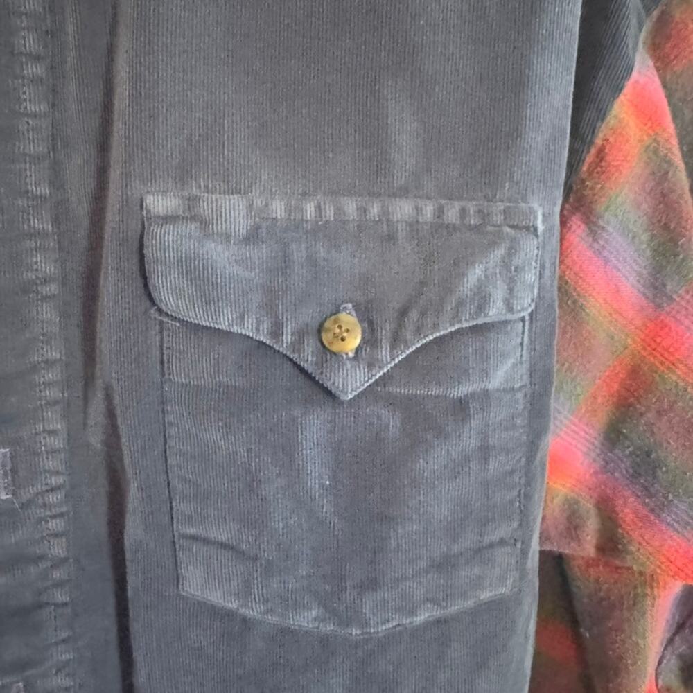 Panhandle Slim Cowboy Cord&Flannel Long Sleeve Button Up Red & Blue sz L - Picture 4 of 5